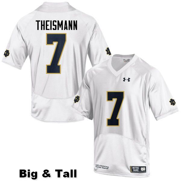 Men's NCAA Notre Dame Fighting Irish #7 Joe Theismann Stitched College Under Armour Authentic White Big & Tall Football Jersey RQ10Z37DP